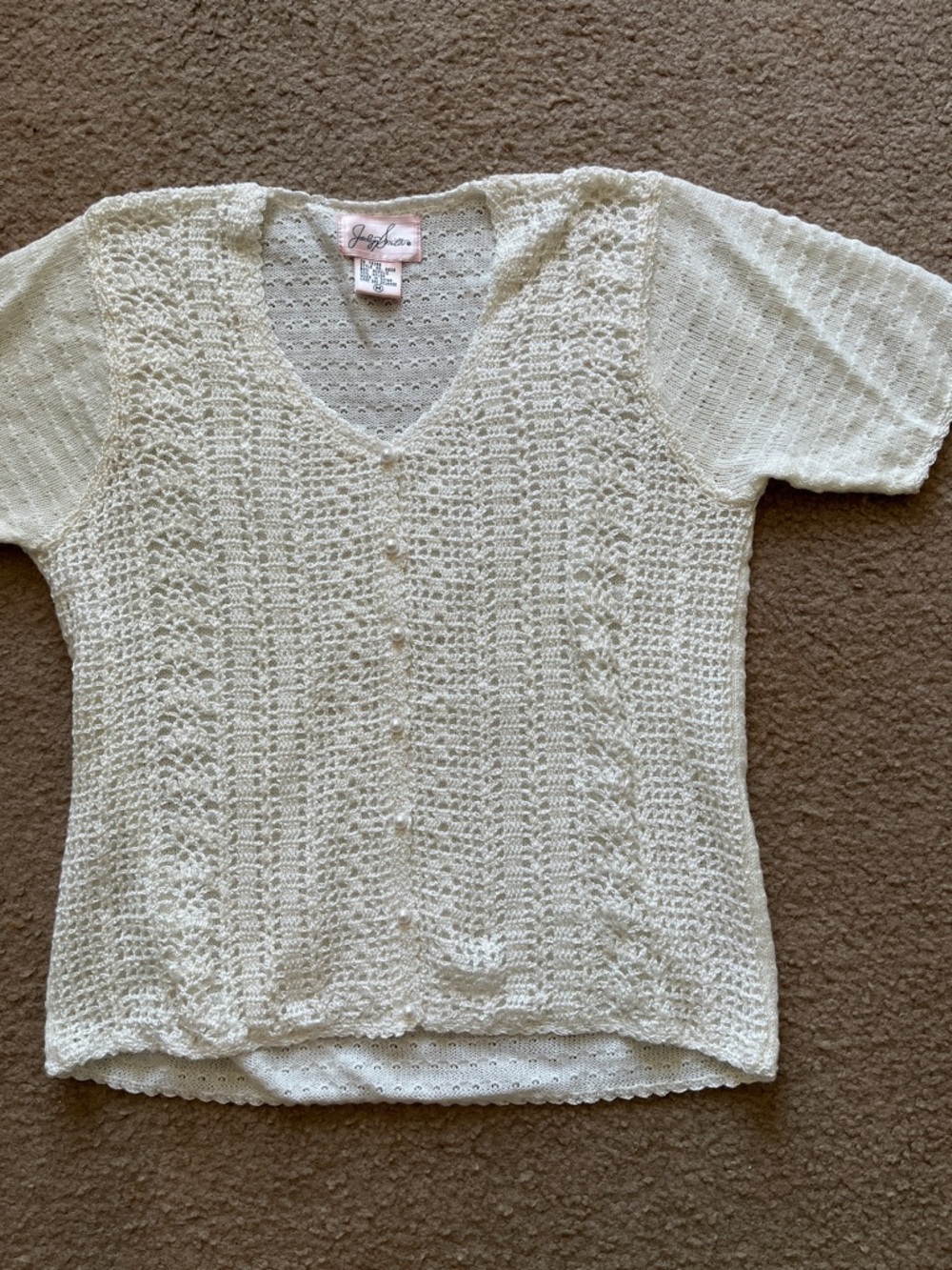 Jaclyn Smith Ivory Crochet Knit Top